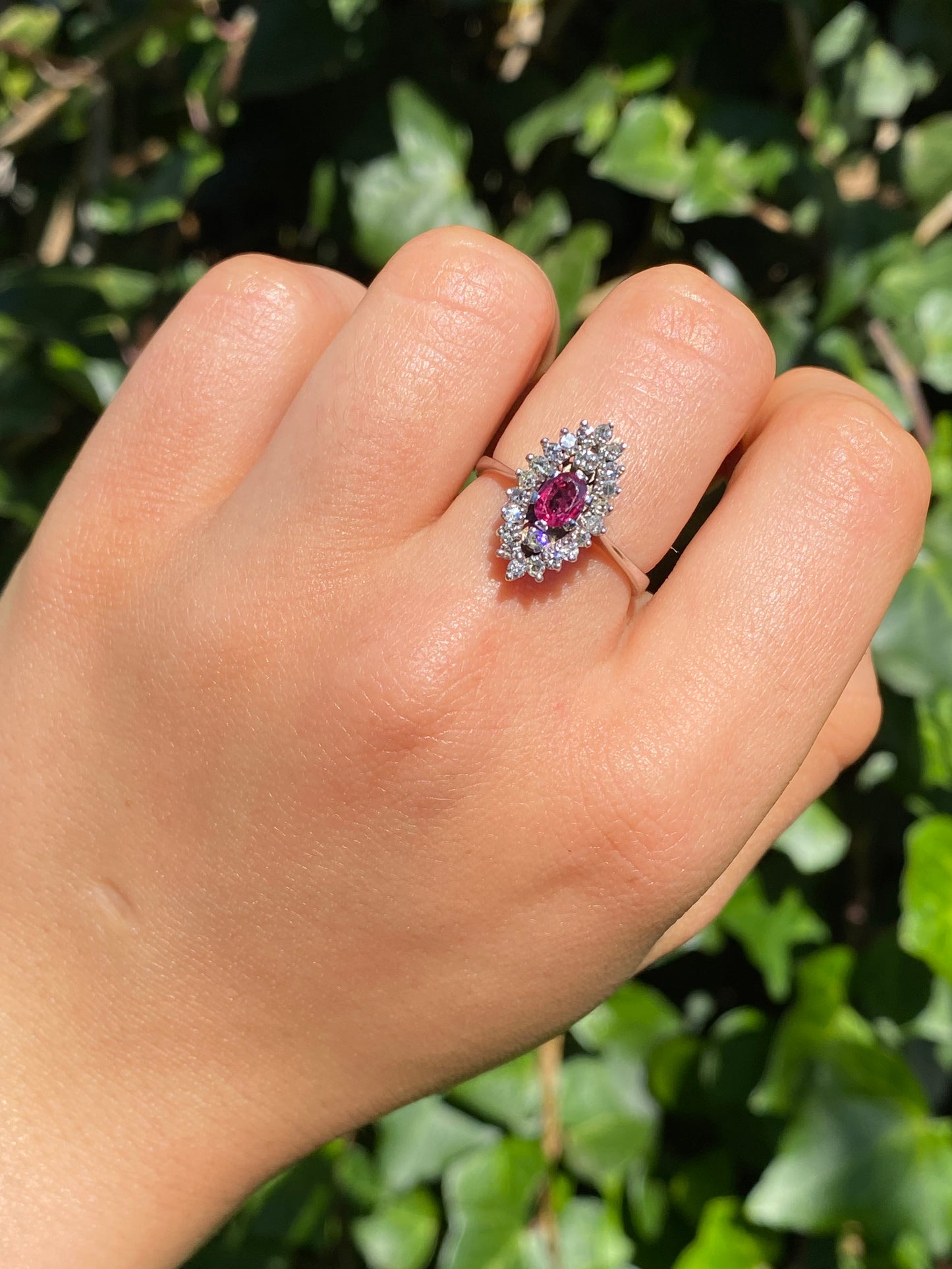 18K gold ruby and diamond ring.