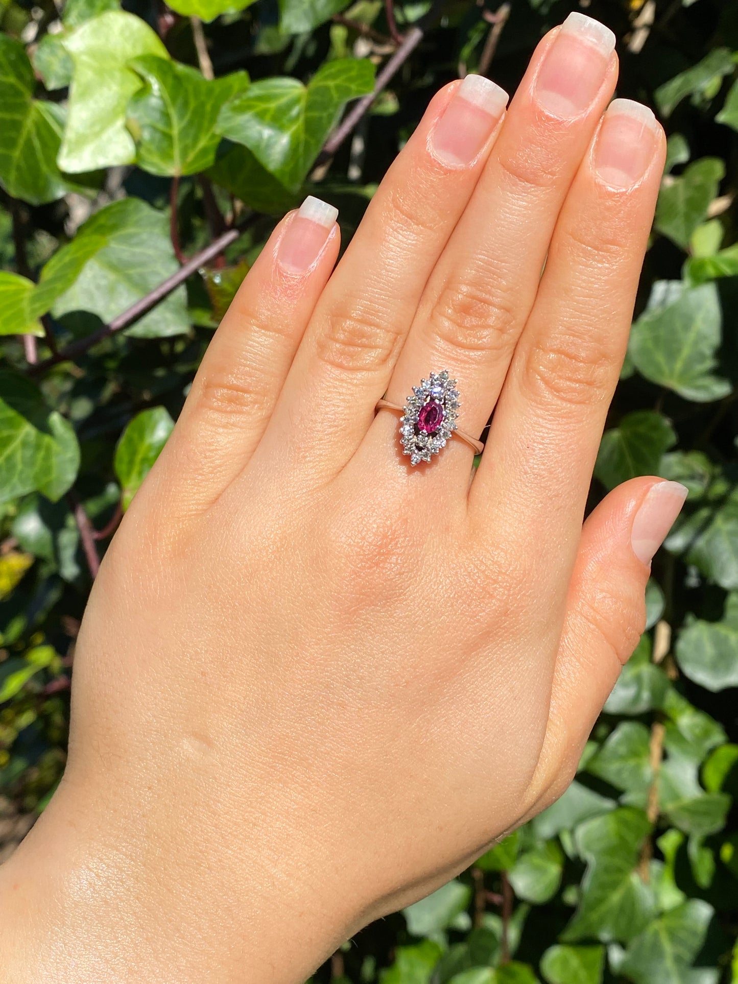 18K gold ruby and diamond ring.