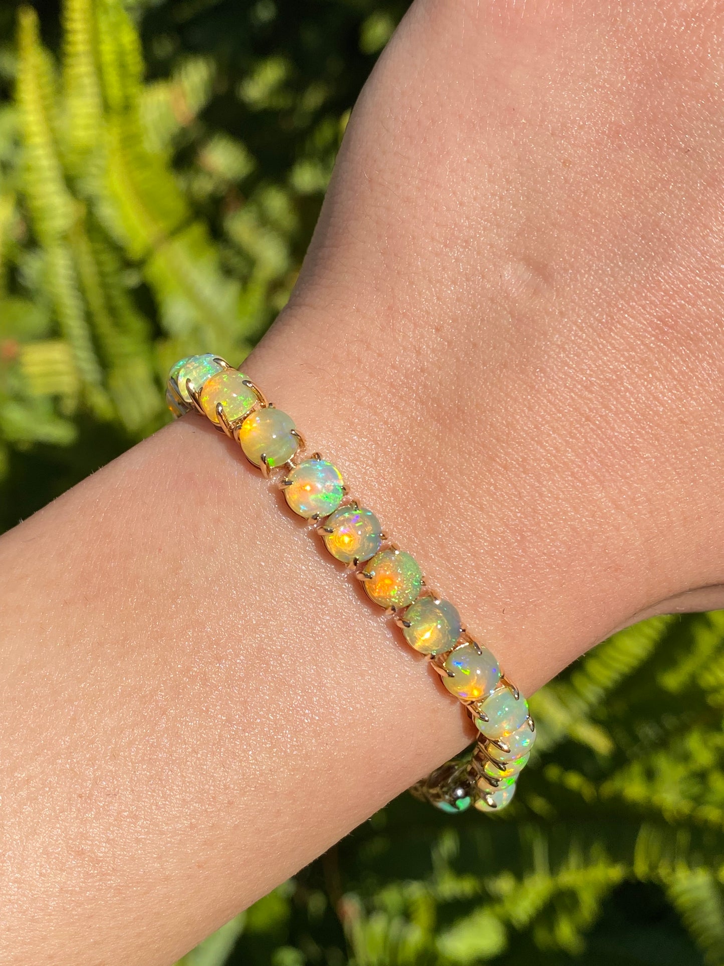 14K gold fire opal bracelet.