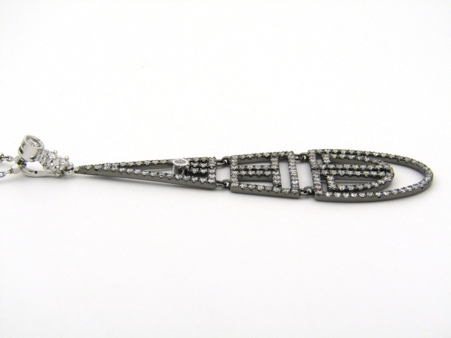 18K gold diamond Art Deco style geometric pendant.