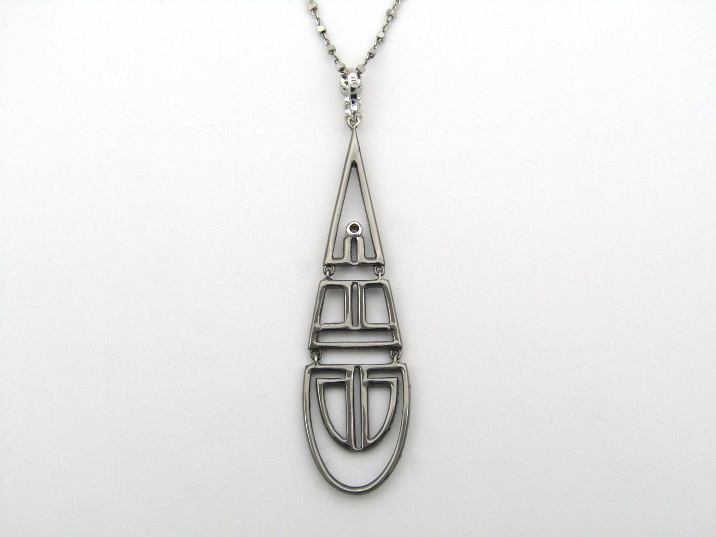 18K gold diamond Art Deco style geometric pendant.