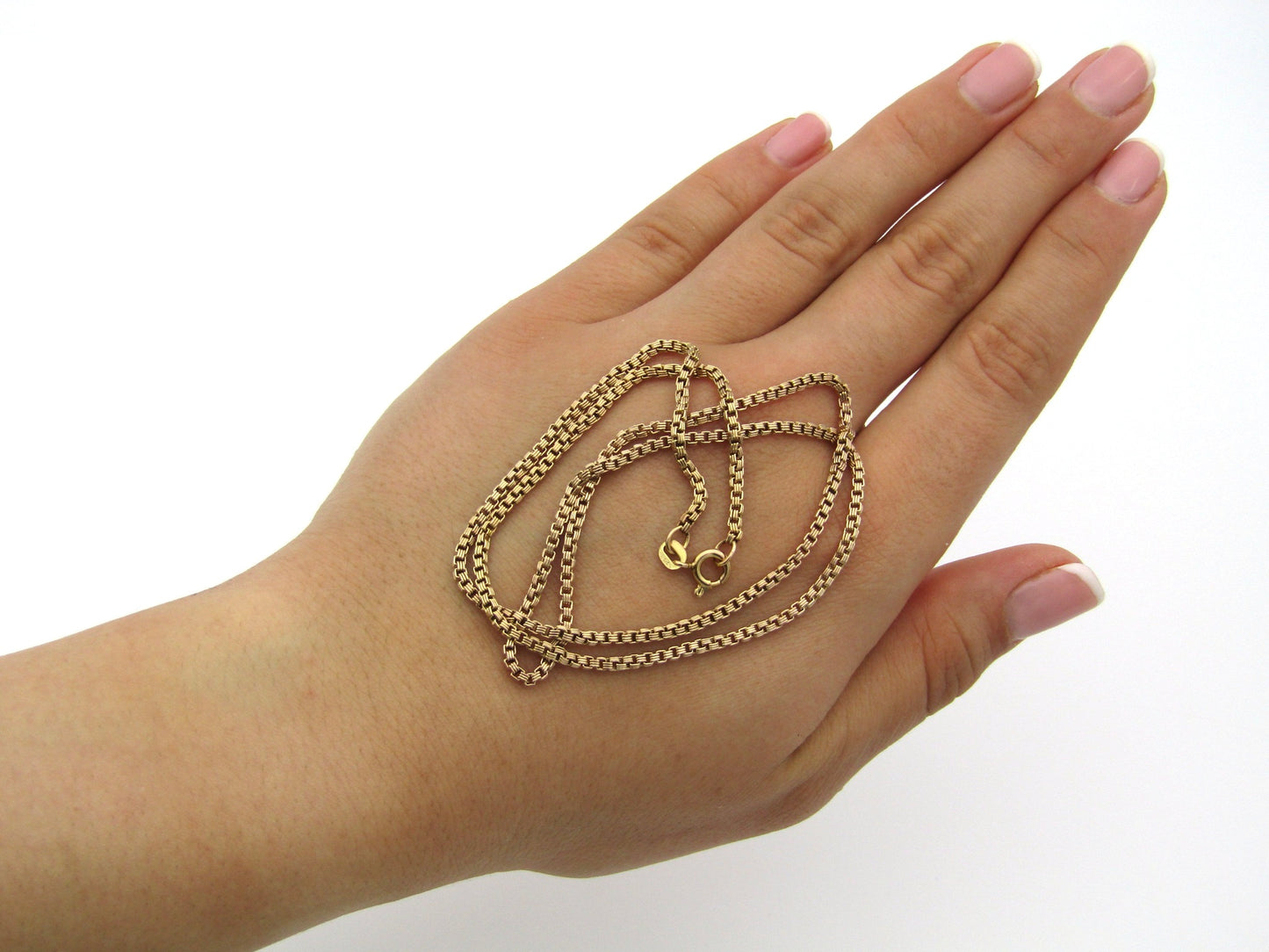 9K gold box chain necklace by Balestra.