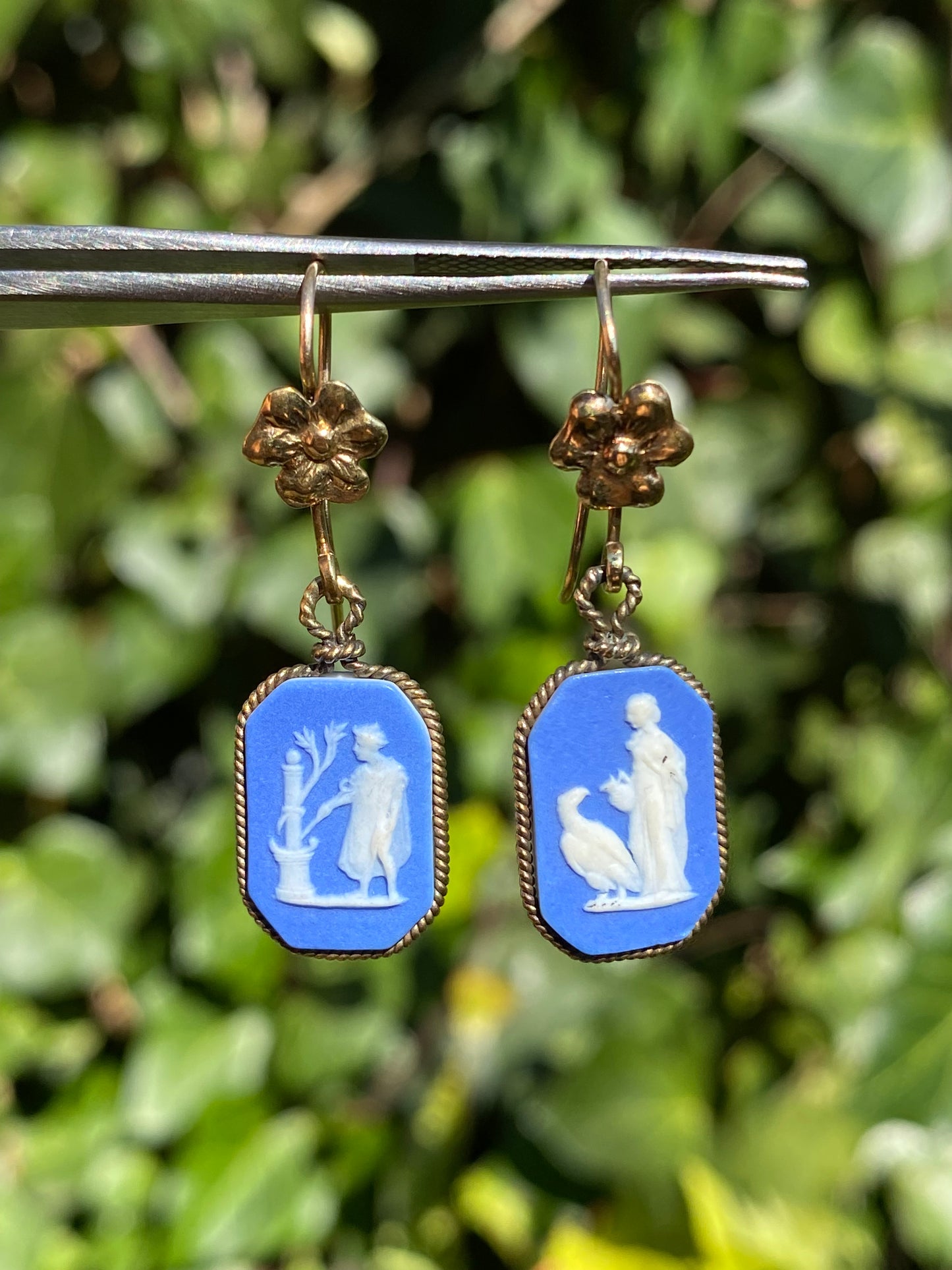 14K gold Wedgwood earrings, circa 1940's.