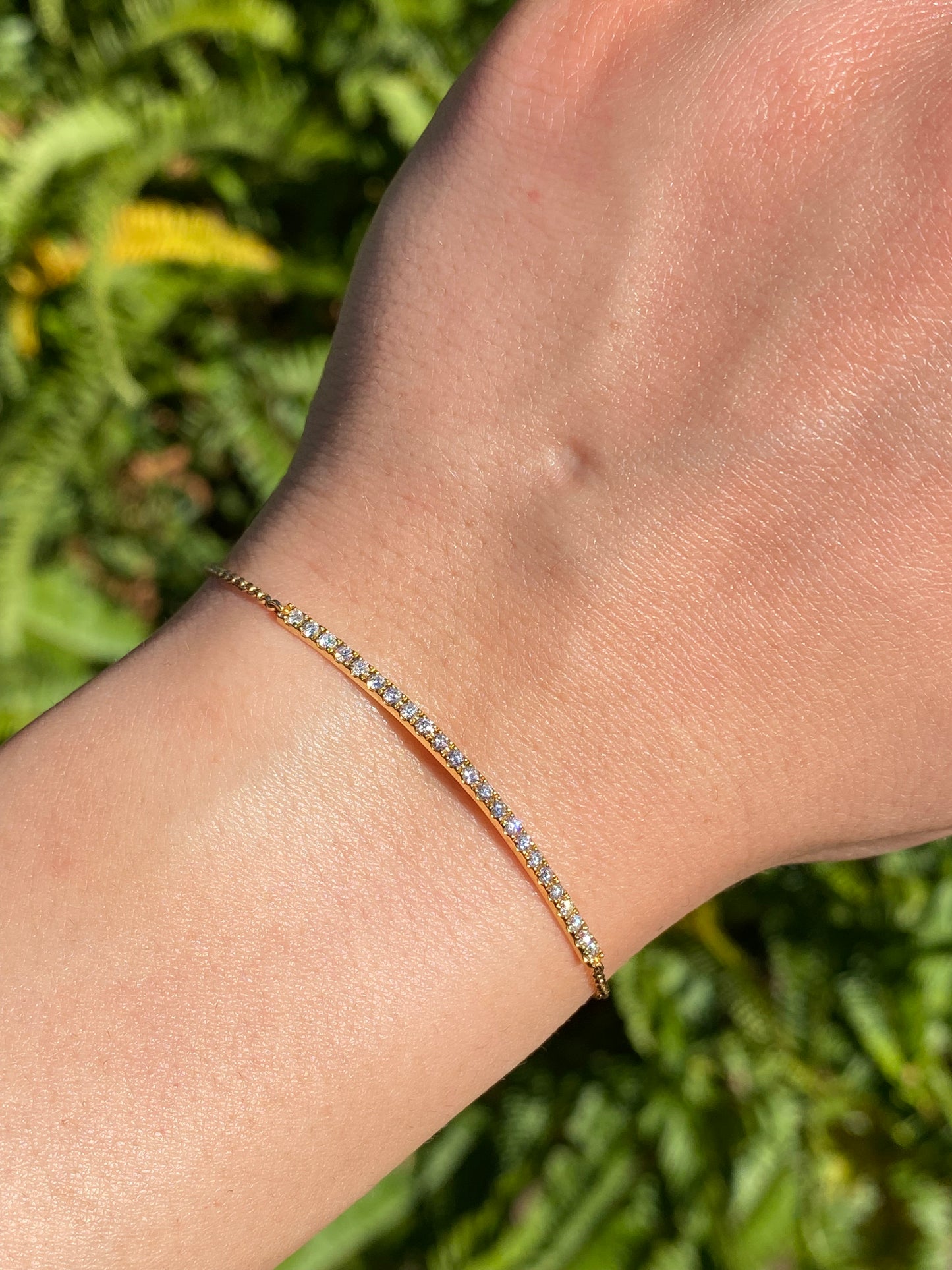 18K gold diamond bar bracelet.