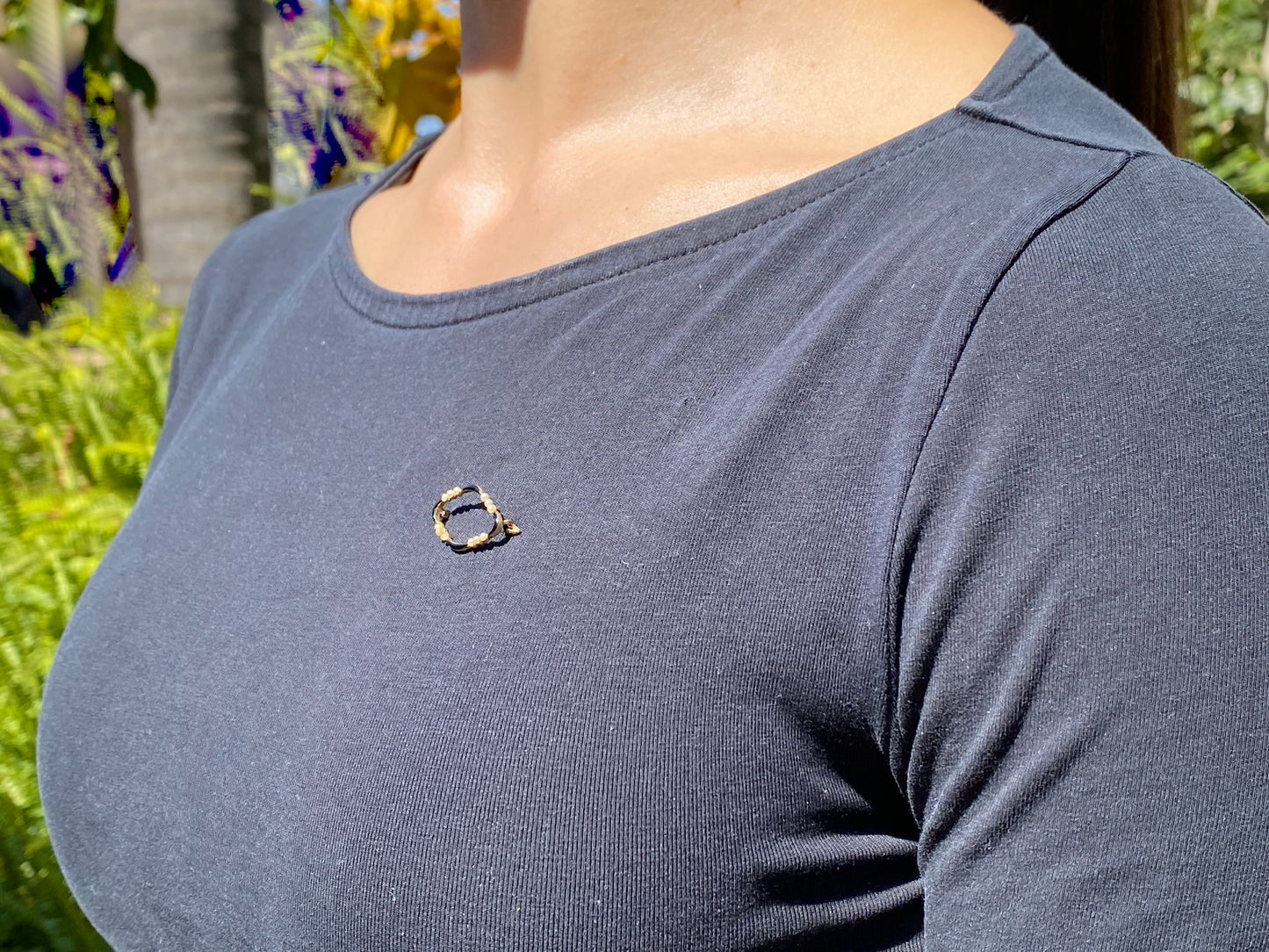 14K gold enamel and seed pearl Edwardian brooch, circa 1900's.