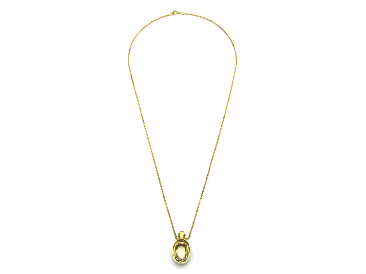 9K gold vintage topaz pendant with Italian chain.