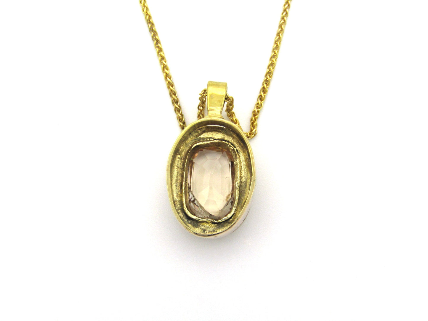 9K gold vintage topaz pendant with Italian chain.