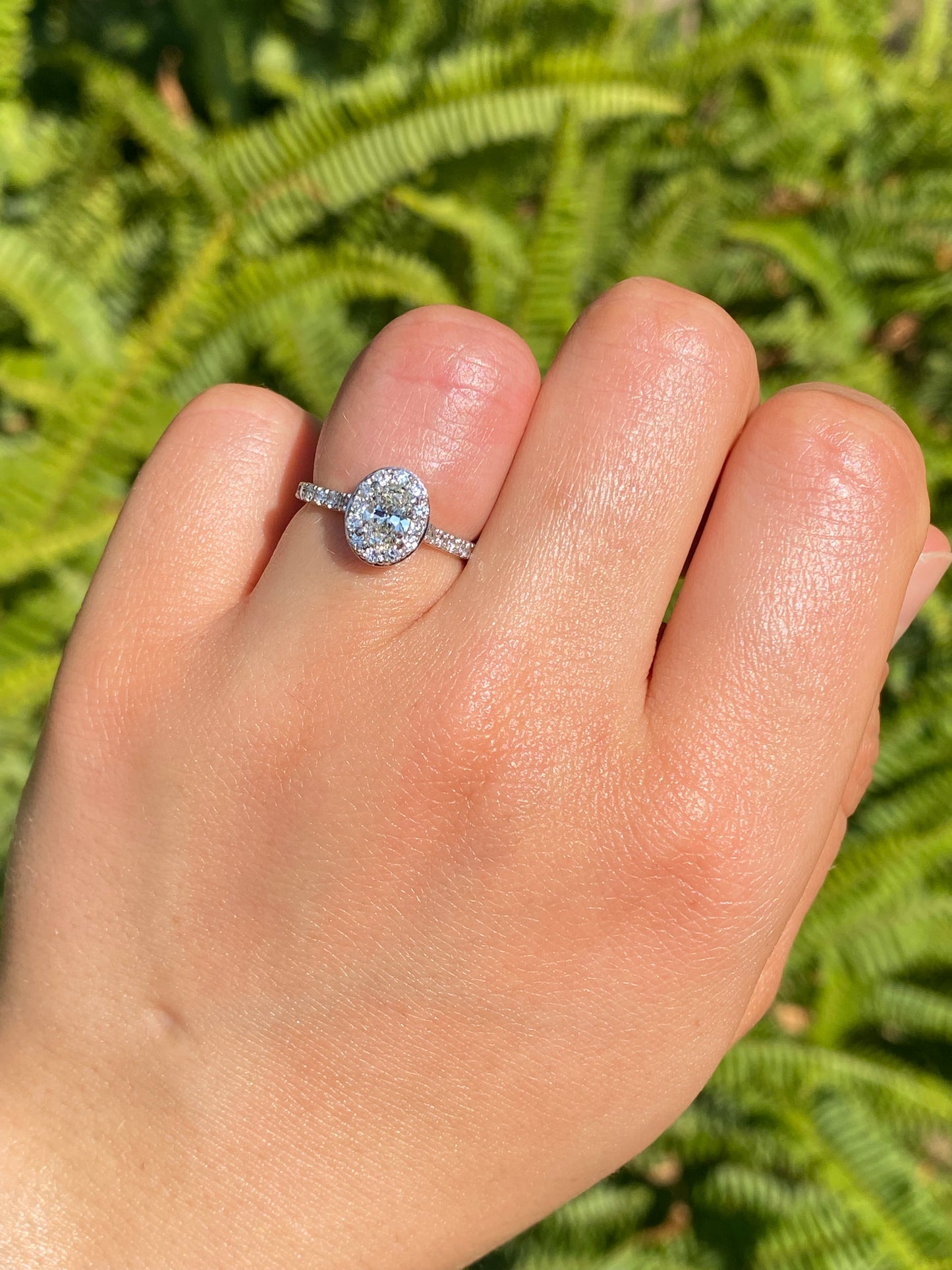 Platinum and 18K gold Angel Halo diamond ring by Browns.