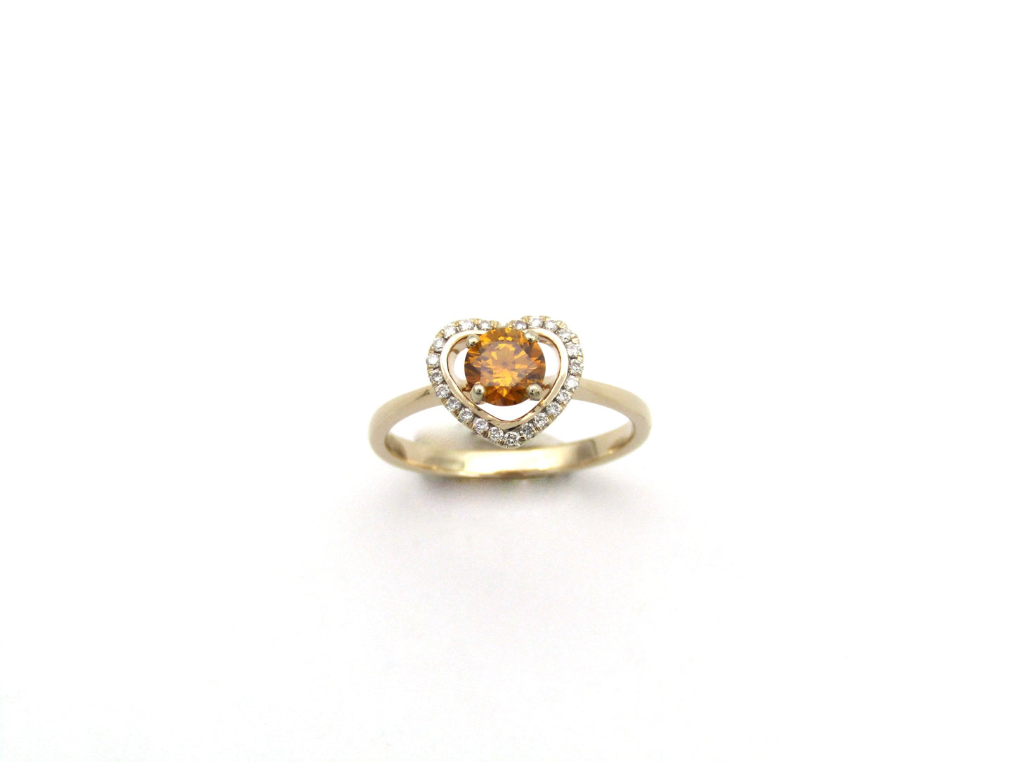 18K gold Orange diamond halo ring.