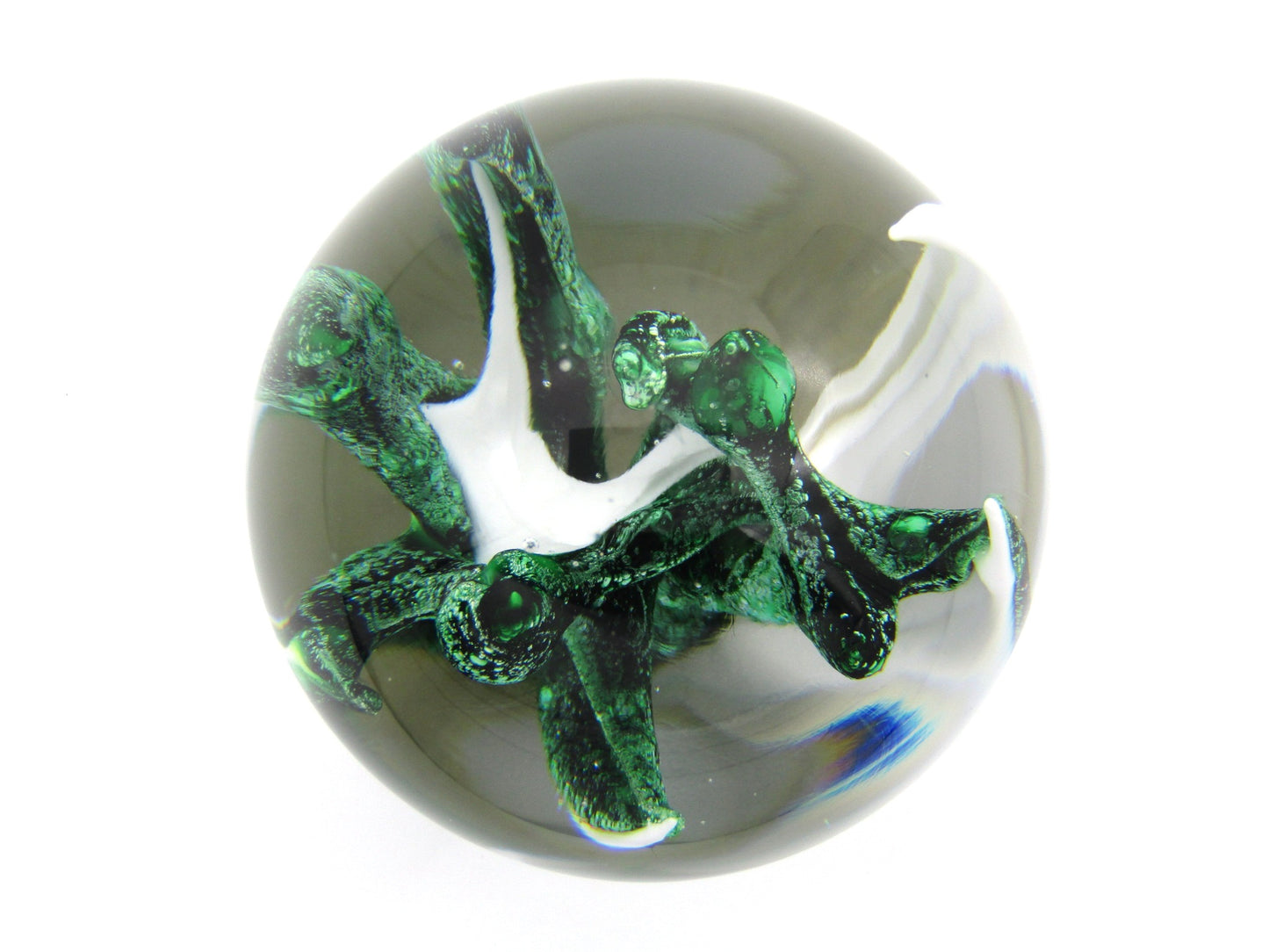 Wedgwood Green & White Art Glass paperweight, Circa 1970's.