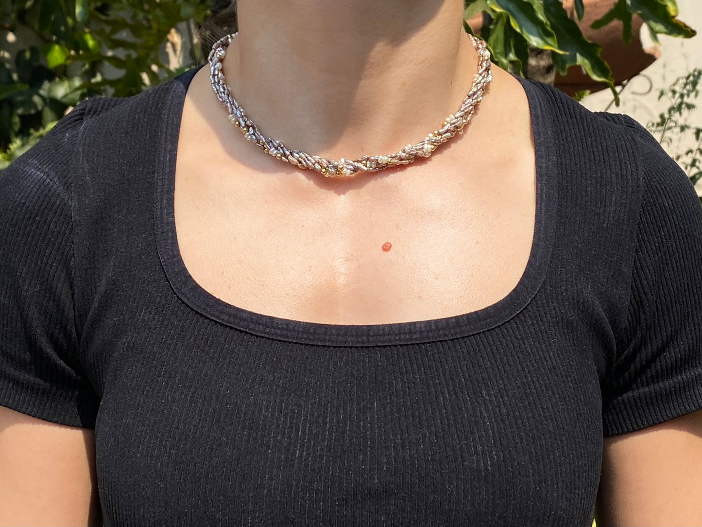14K gold freshwater pearl necklace, circa 1970's.