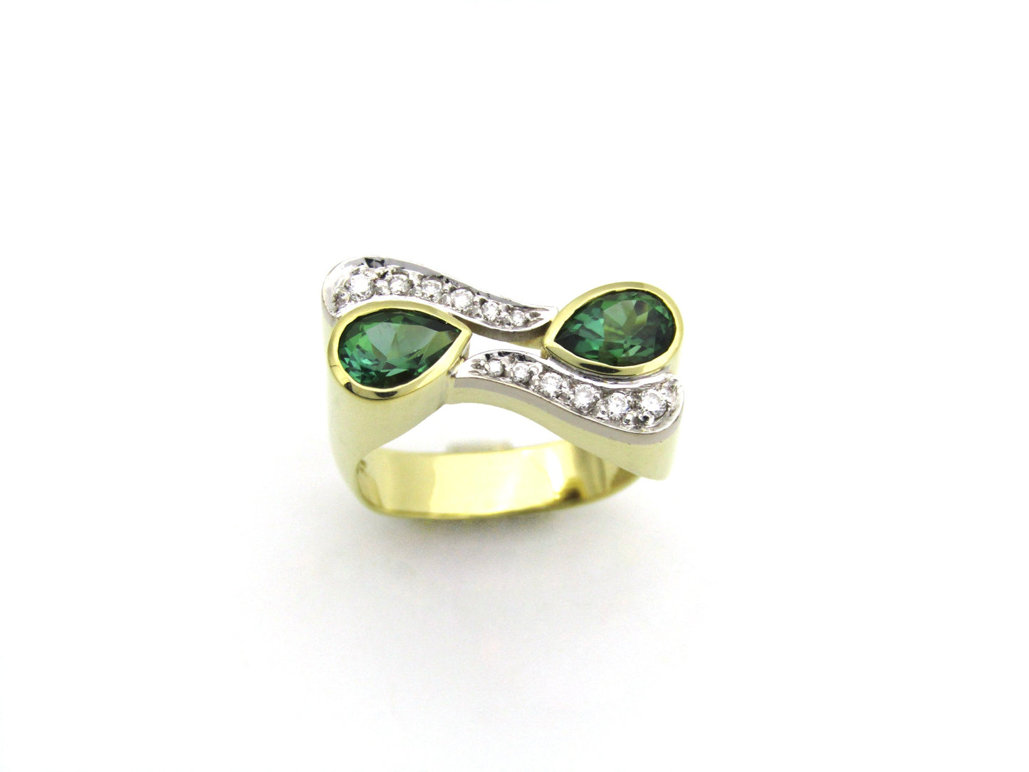 18K gold tourmaline and diamond ring by Uwe Koetter, circa 1990.