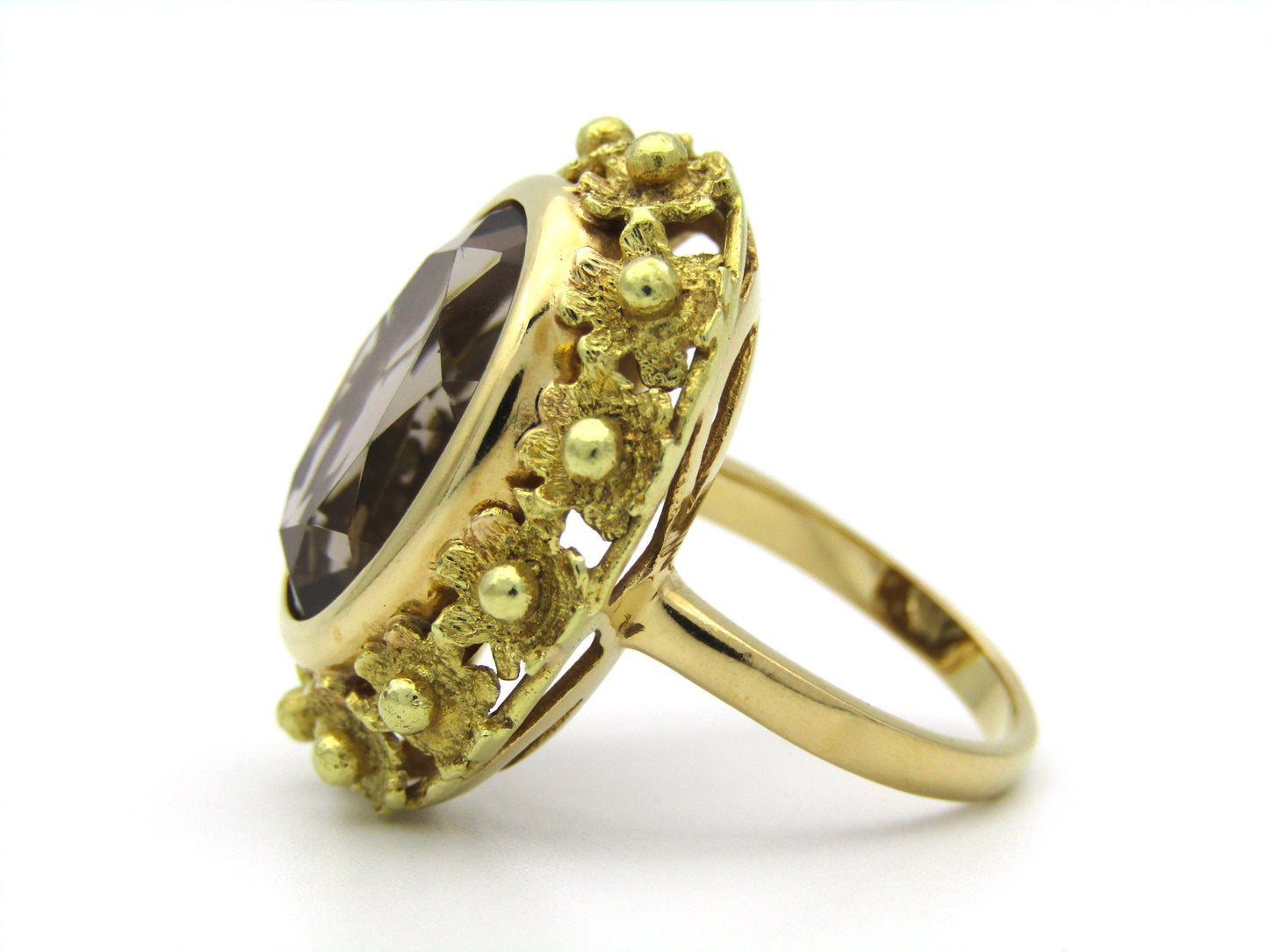 18K gold Italian smoky quartz ring.