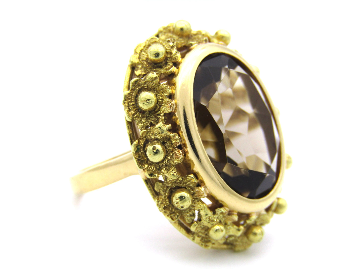 18K gold Italian smoky quartz ring.