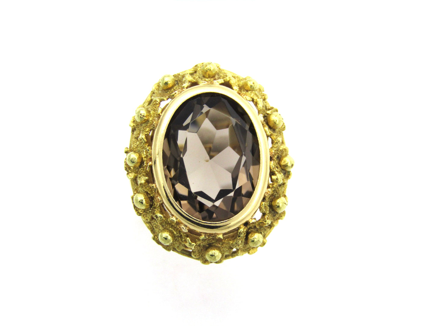 18K gold Italian smoky quartz ring.