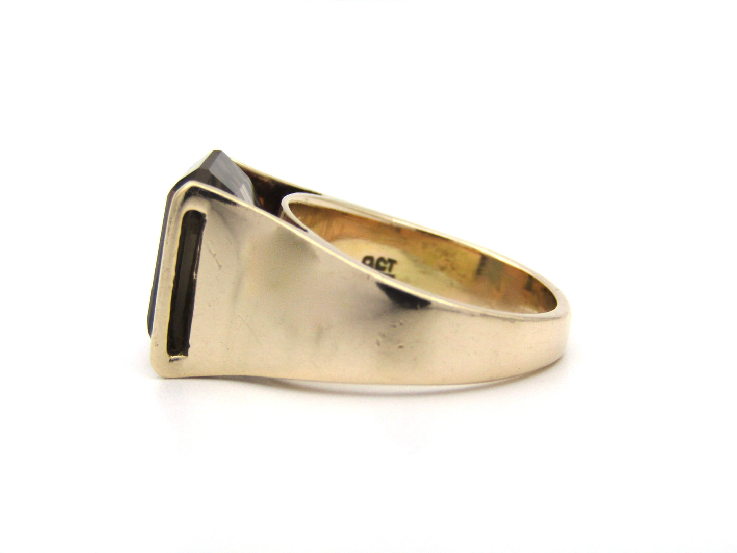 9K gold smoky quartz ring, circa 1970's.