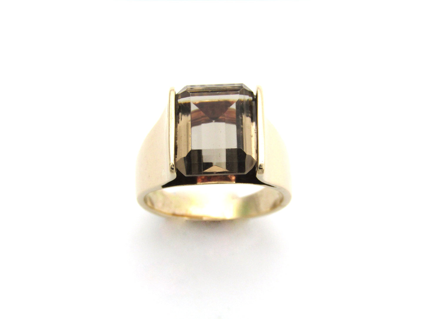 9K gold smoky quartz ring, circa 1970's.