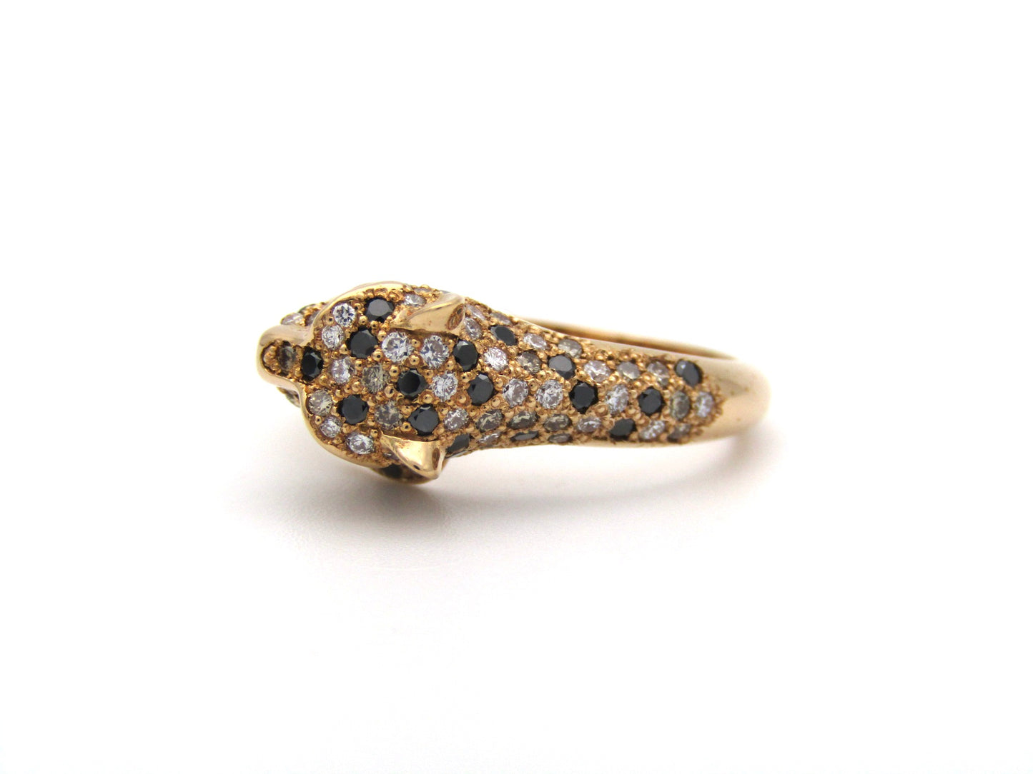 18K gold ruby and diamond leopard ring.