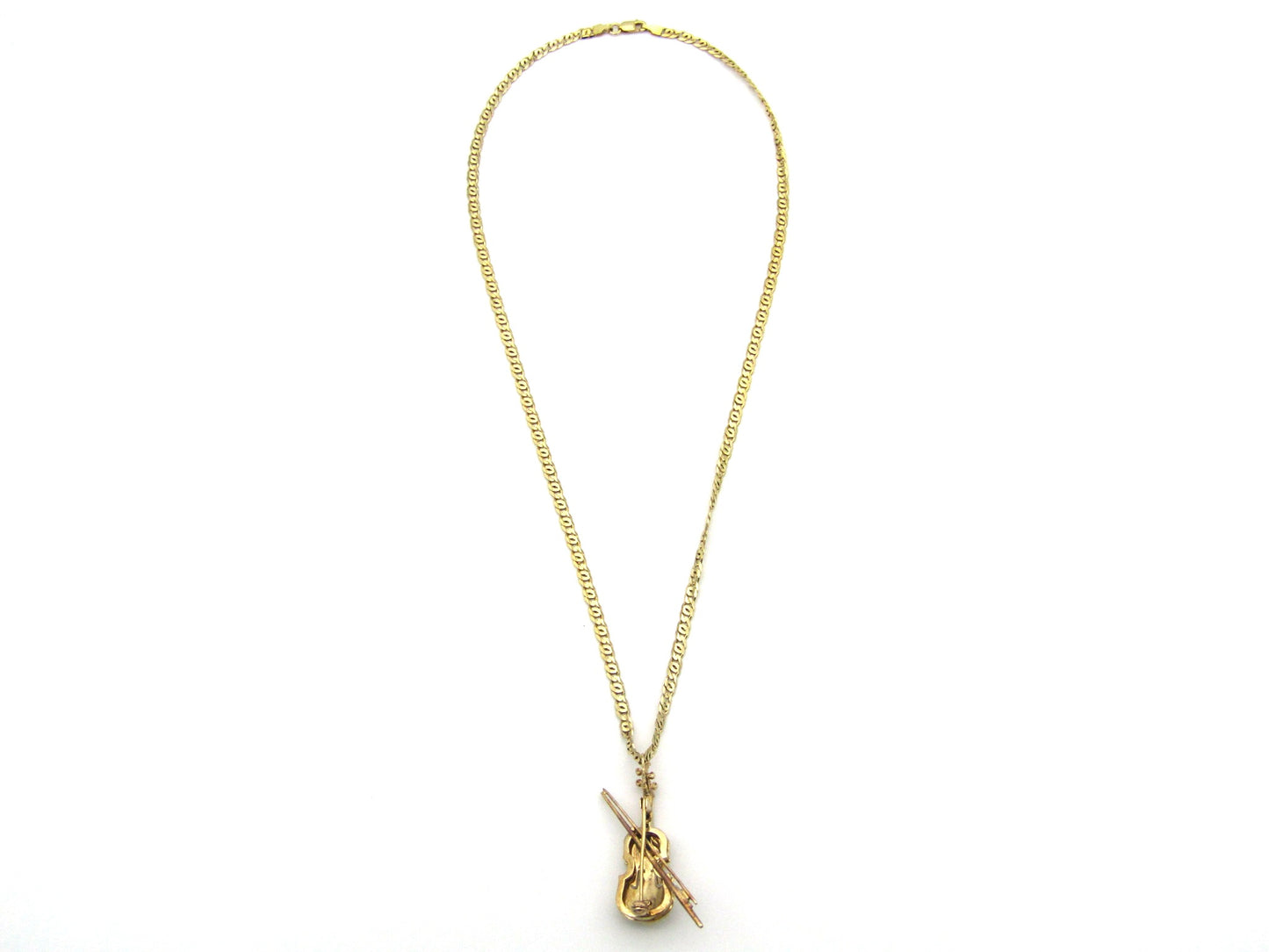 9K gold diamond and sapphire violin brooch/ pendant, Birmingham, 1991.
