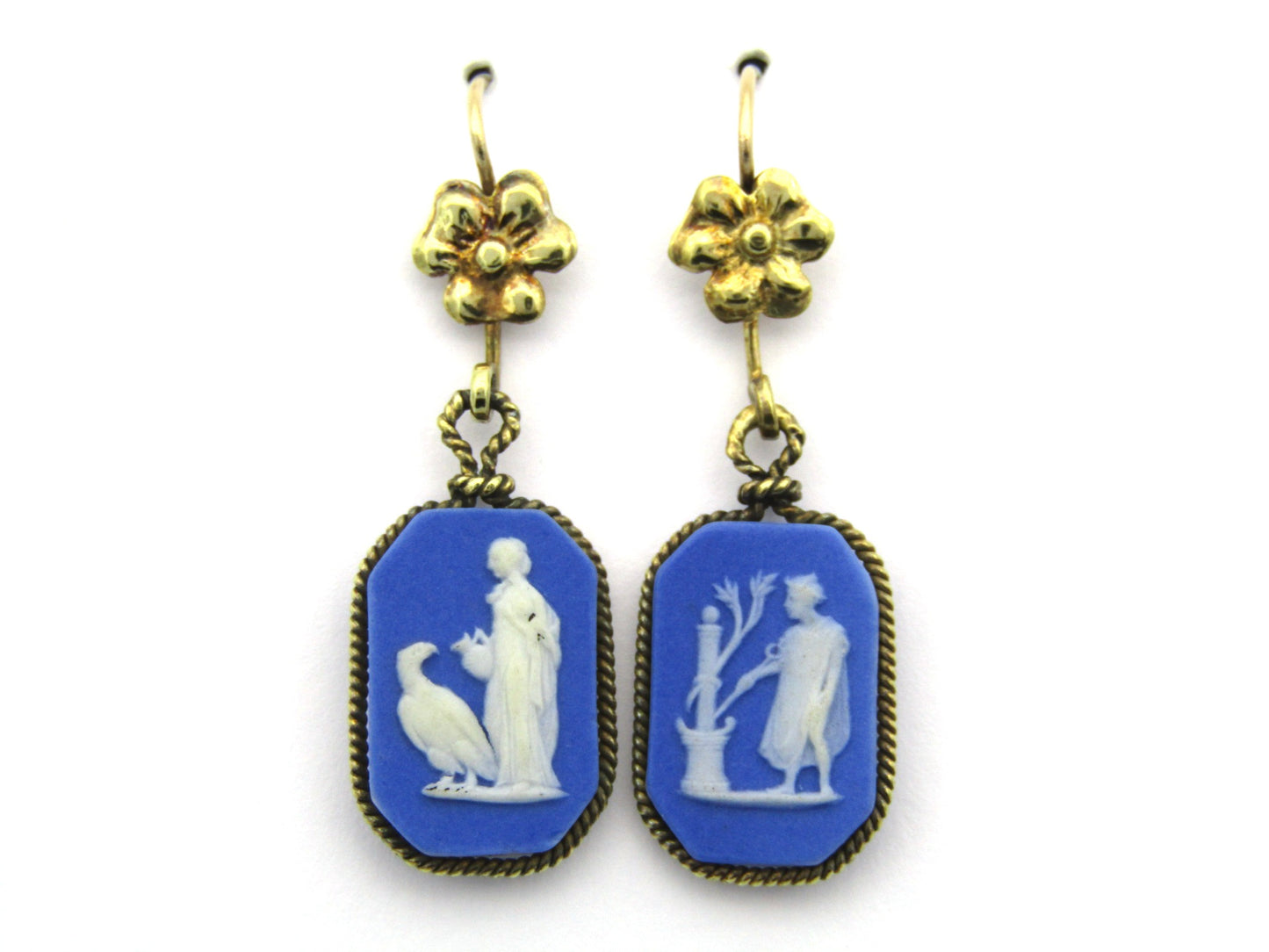 14K gold Wedgwood earrings, circa 1940's.