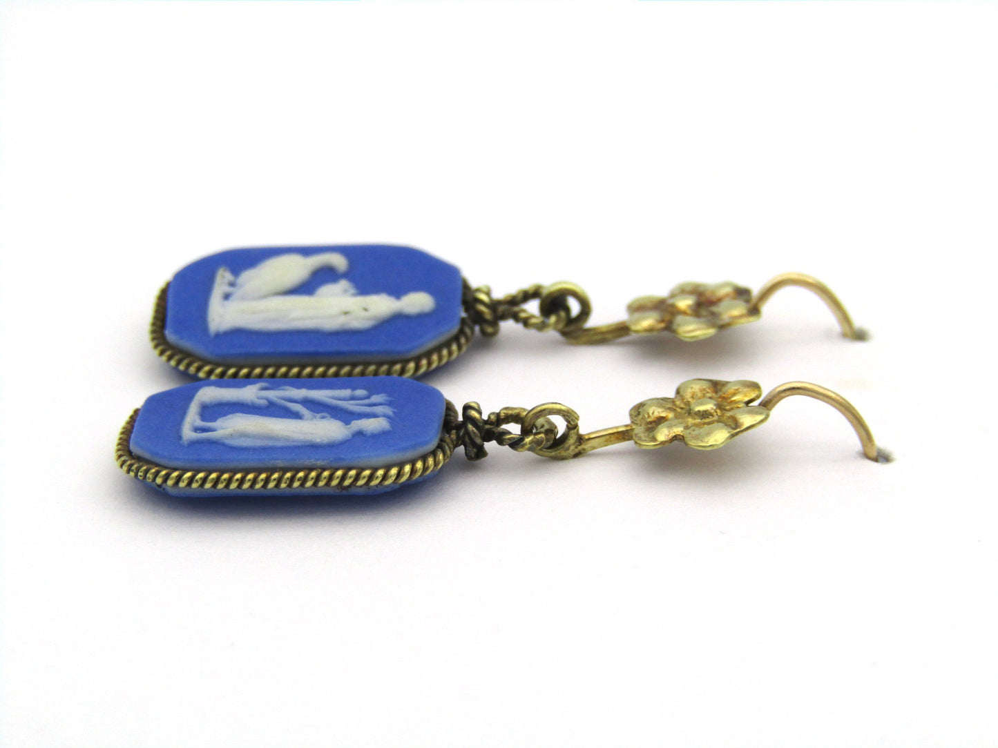 14K gold Wedgwood earrings, circa 1940's.