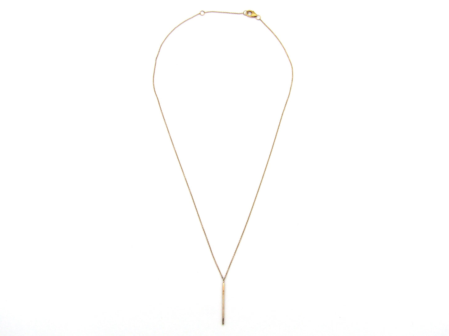 9K gold diamond bar necklace.