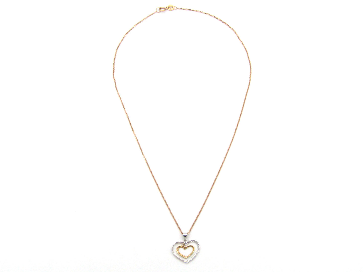 18K gold double-heart pendant.