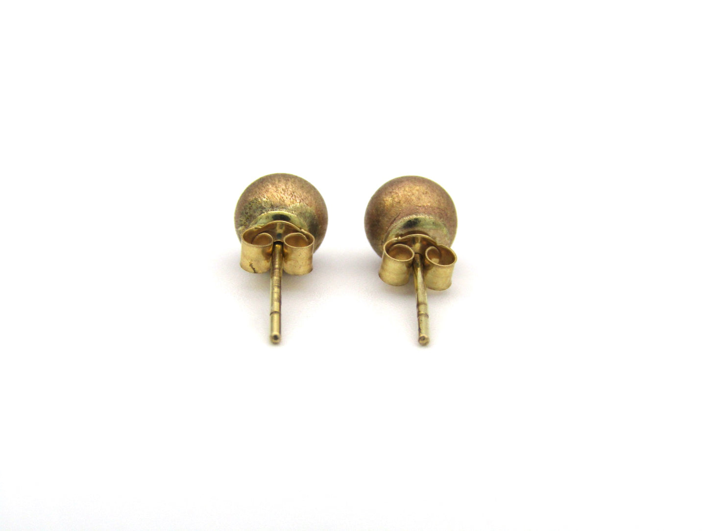 9K gold ball design stud earrings, circa 1970's.