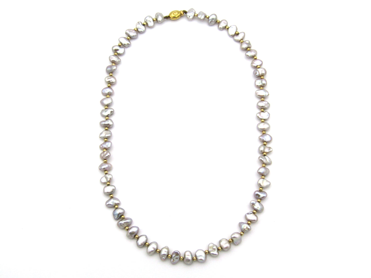 9K gold freshwater pearl necklace, circa 1970's.