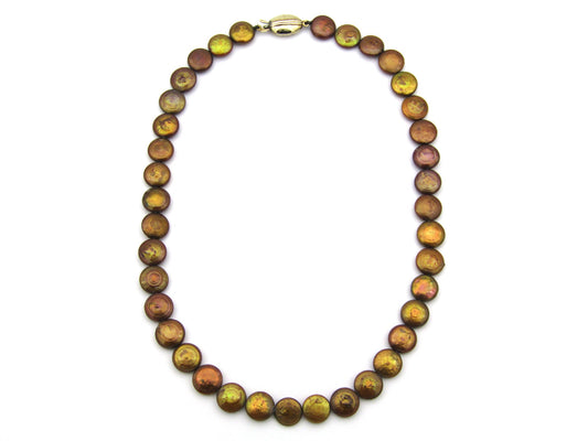 9K gold coin freshwater pearl necklace.