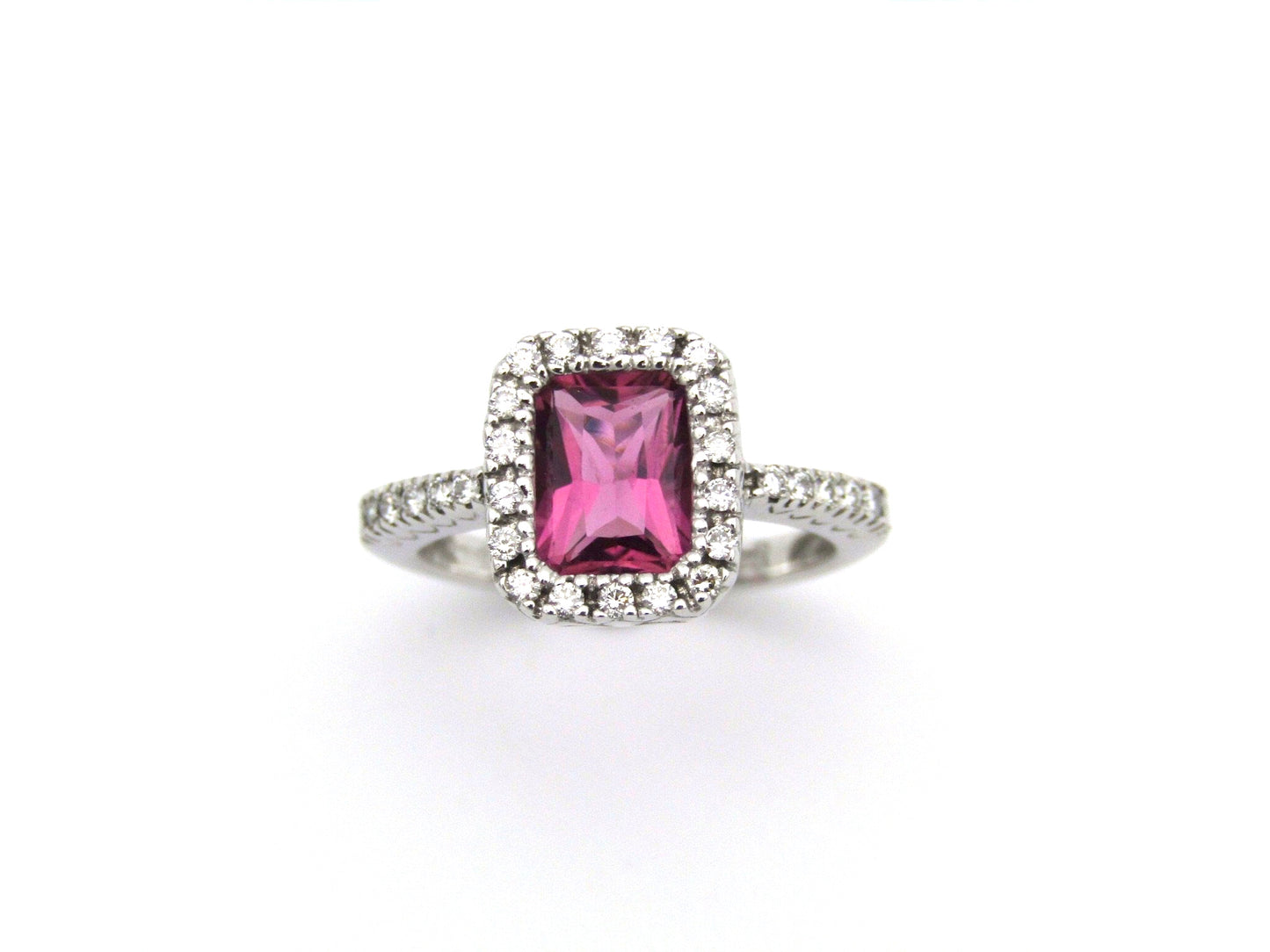 14kt gold Pink Tourmaline and diamonds ring.