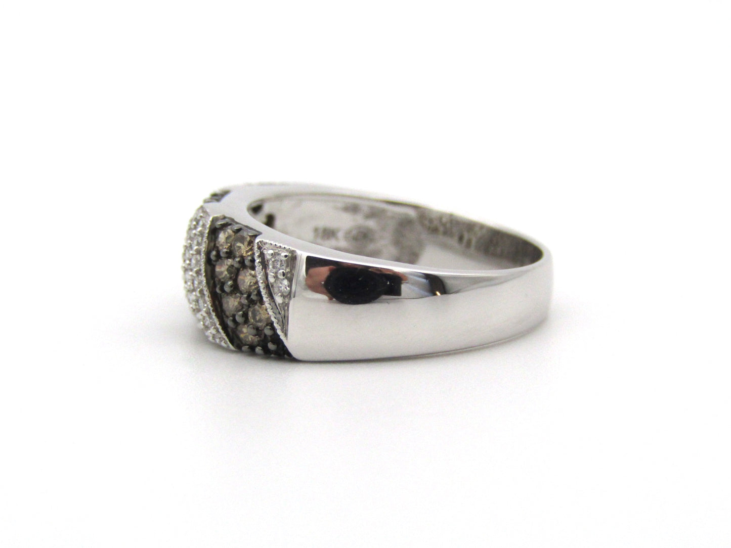 18K gold brown and colourless diamond ring.