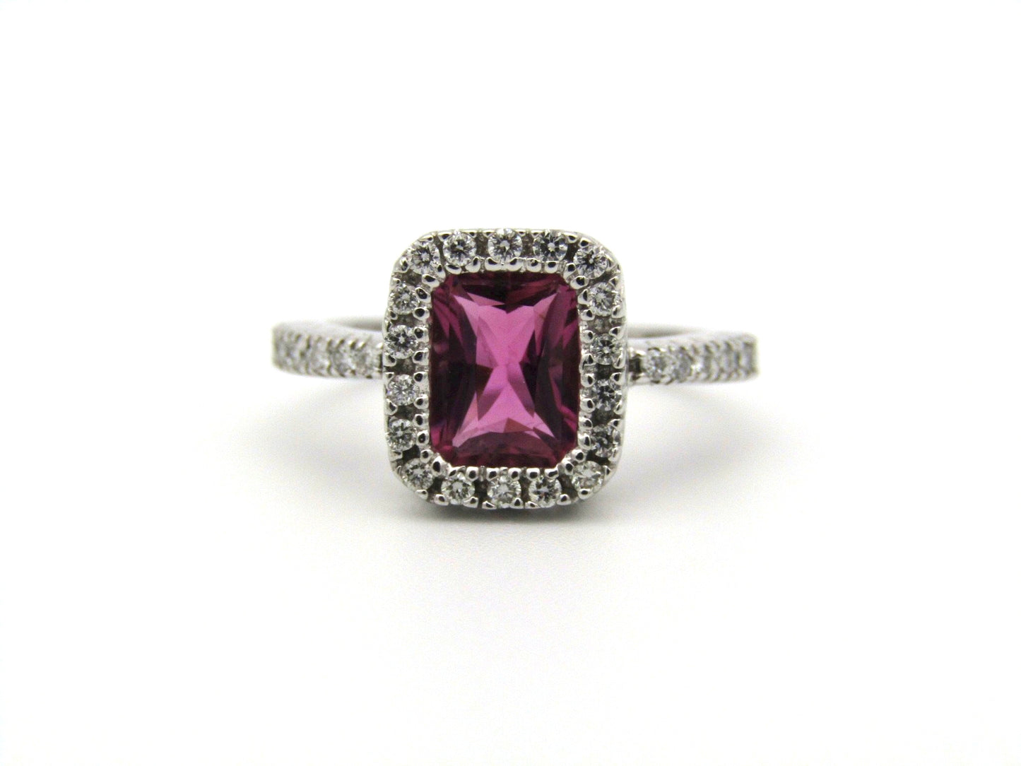 14kt gold Pink Tourmaline and diamonds ring.