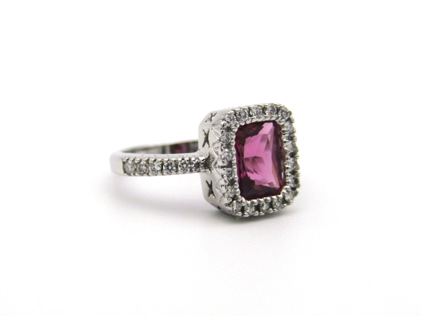 14kt gold Pink Tourmaline and diamonds ring.