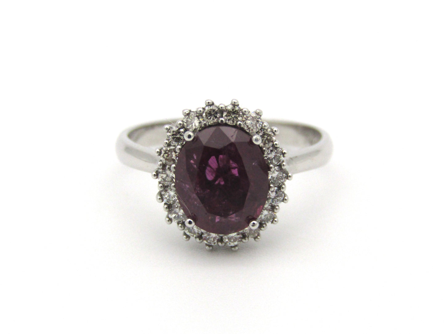 14kt gold rubellite and diamond ring.