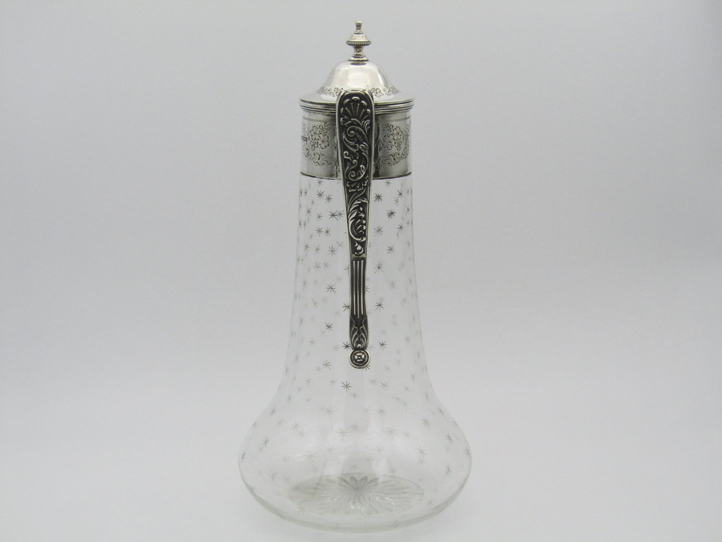 Sterling silver mounted cut glass claret jug by Thomas Henry Blake, Sheffield 1913.