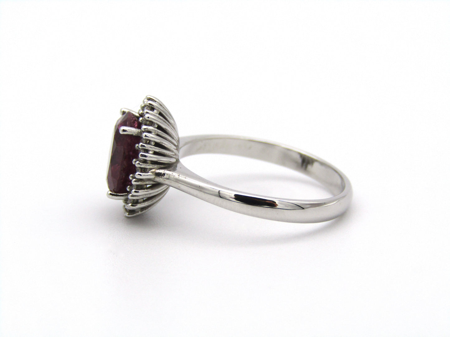 14kt gold rubellite and diamond ring.