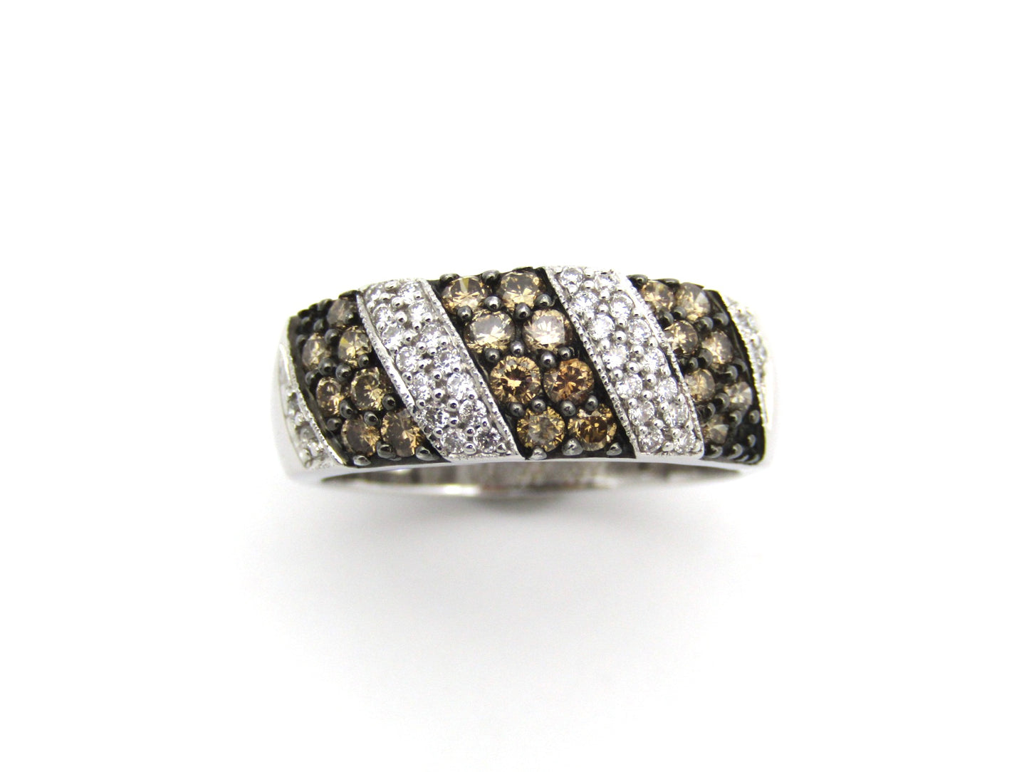 18K gold brown and colourless diamond ring.