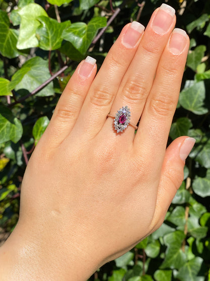 18K gold ruby and diamond ring.