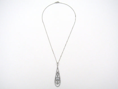18K gold diamond Art Deco style geometric pendant.