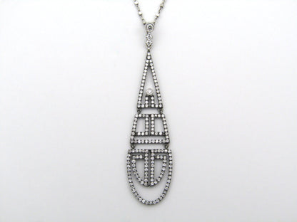 18K gold diamond Art Deco style geometric pendant.