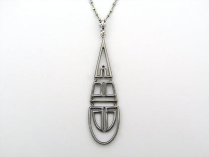 18K gold diamond Art Deco style geometric pendant.