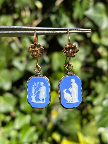 14K gold Wedgwood earrings, circa 1940's.
