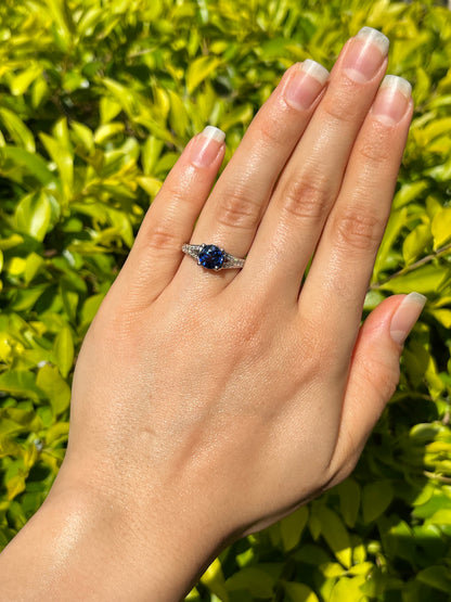 14K gold sapphire and diamond ring.