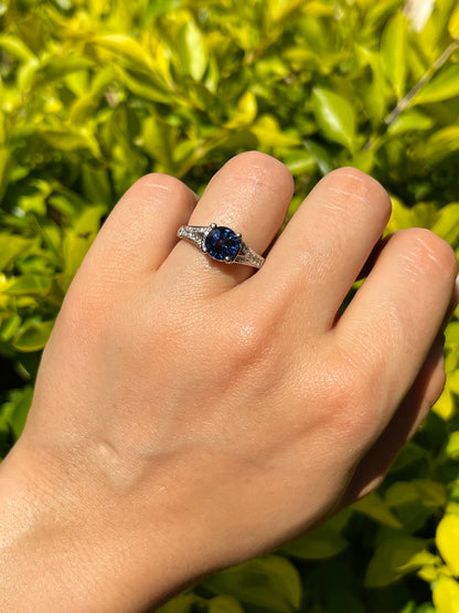 14K gold sapphire and diamond ring.