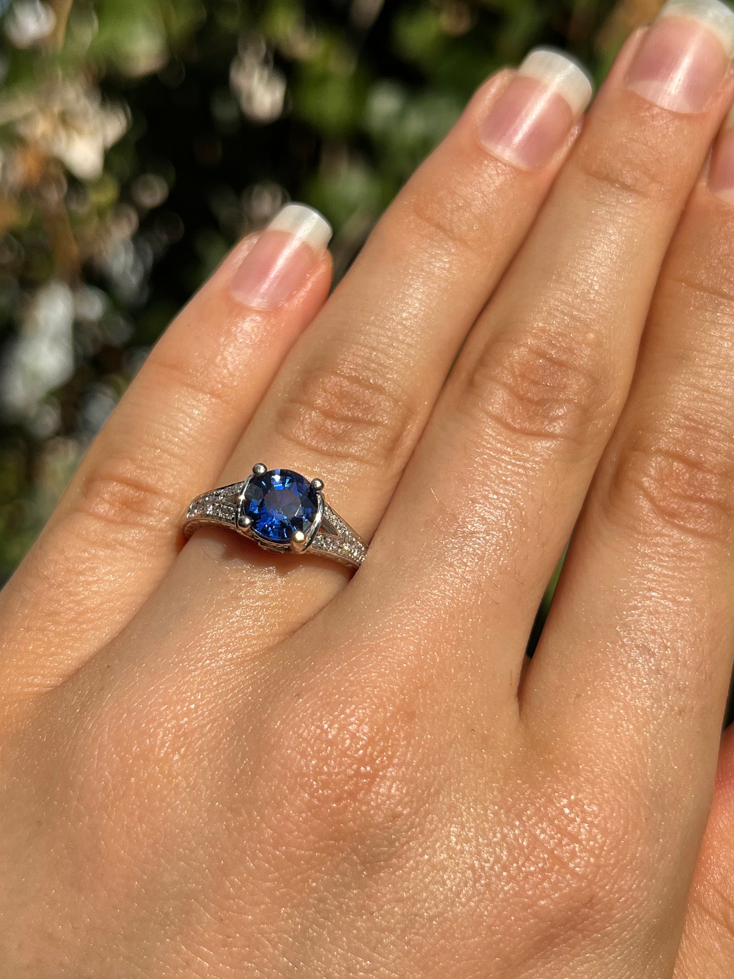 14K gold sapphire and diamond ring.