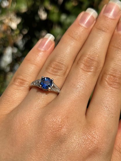 14K gold sapphire and diamond ring.