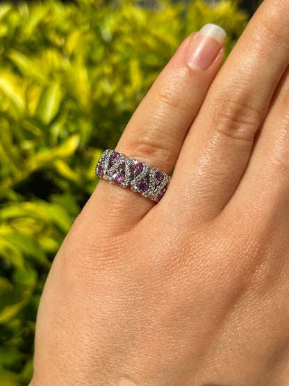 18K gold pink sapphire and diamond ring.