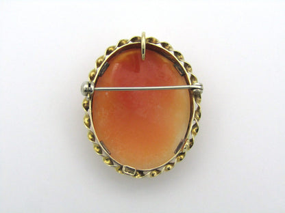 9K gold shell cameo brooch.
