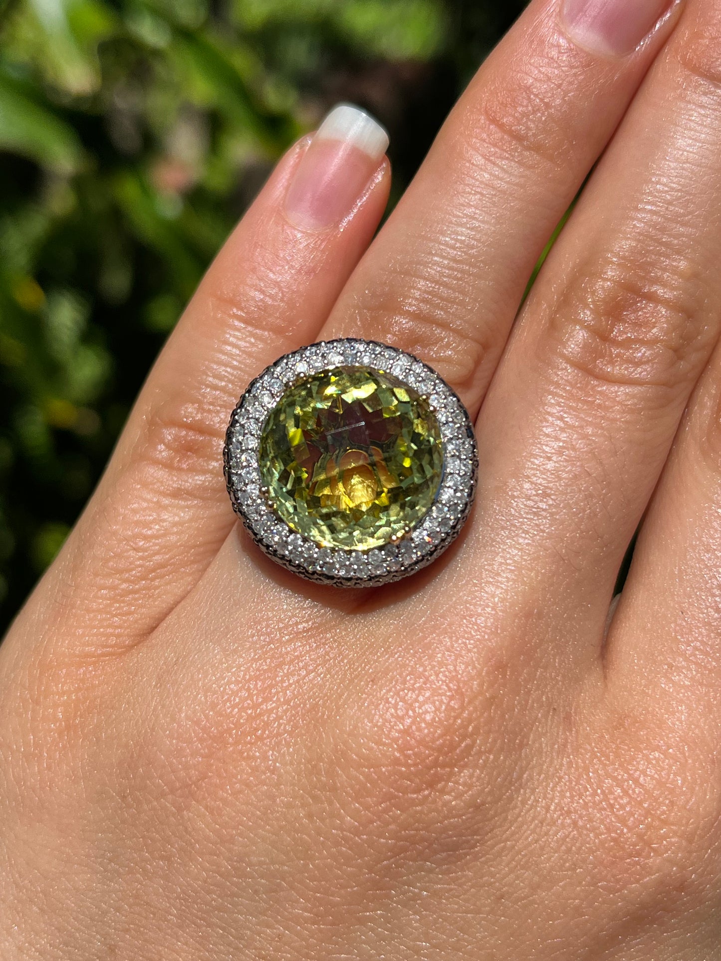 18K gold citrine and diamond cocktail ring.